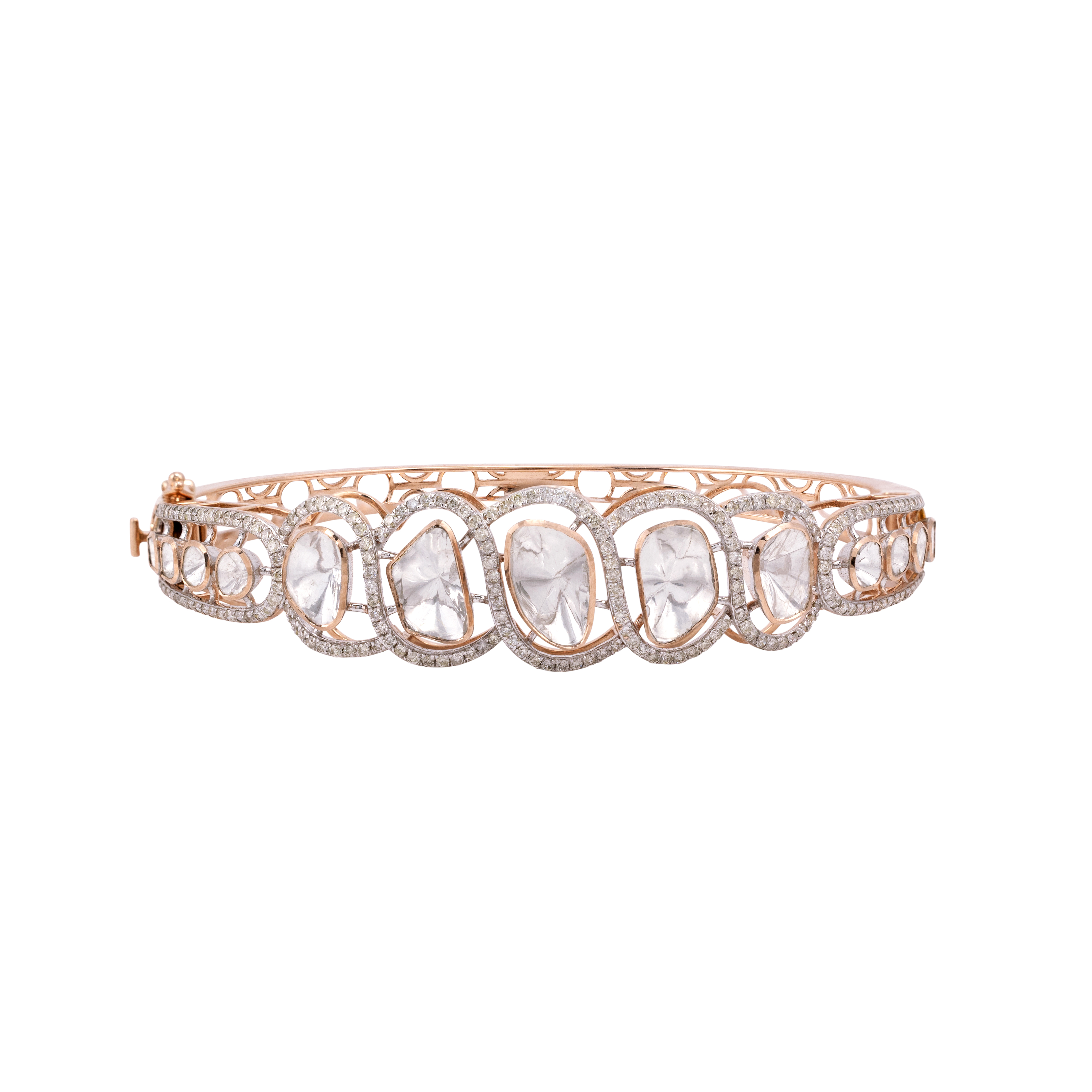 Rose Gold Polki Bracelet with full cut diamonds